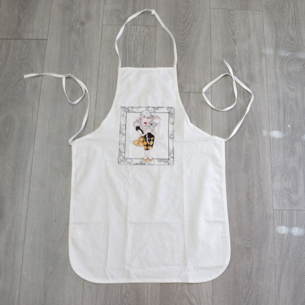 Loralie Harris Apron Handmade Sophisticated Lady Cat Dog White Tie Cotton India
